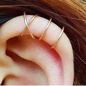 2Pc Gold Cuff Earrings Set